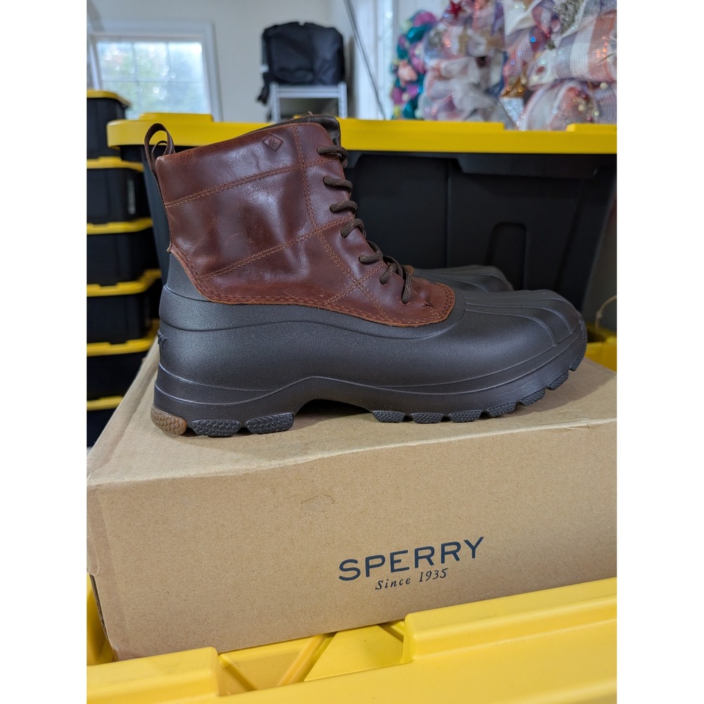 NEW Sperry Duck Float Lace Up Brown Leather Waterproof Boots Womens 11